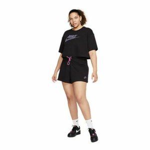 NWT NIKE SPORTSWEAR ICON CLASH WOMEN PLUS Graphic LOGO SHORT SLEEVE Cropped TOP
